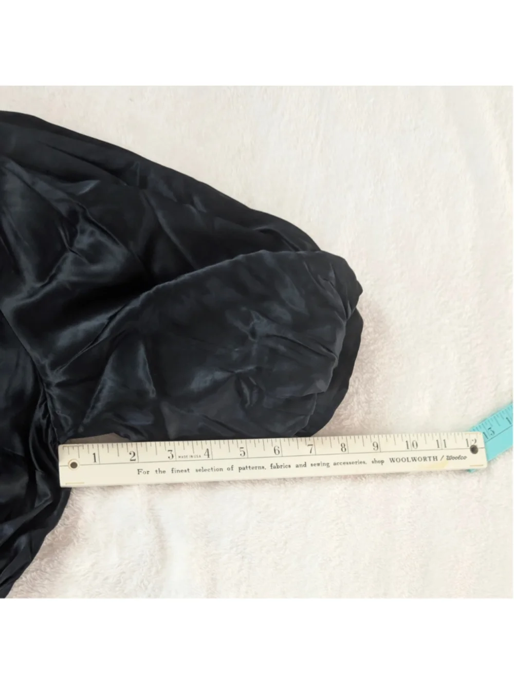 Madewell Shirred Puff-Sleeve Satin Black Top - Small